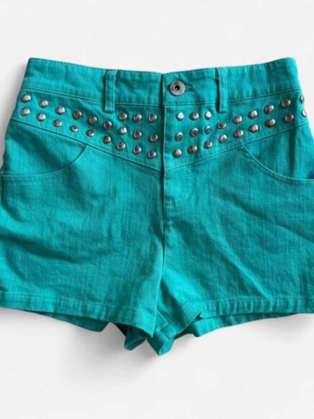 turquoise silver studded high waisted hot shorts